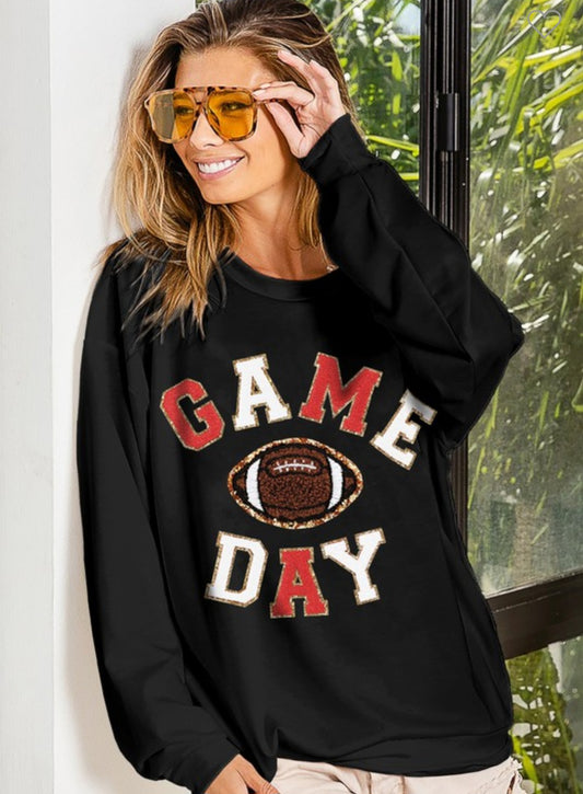 Game Day Letter patches loose fit sweatshirt