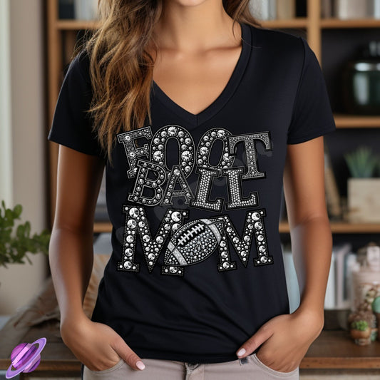 Football Mom V-Neck tee