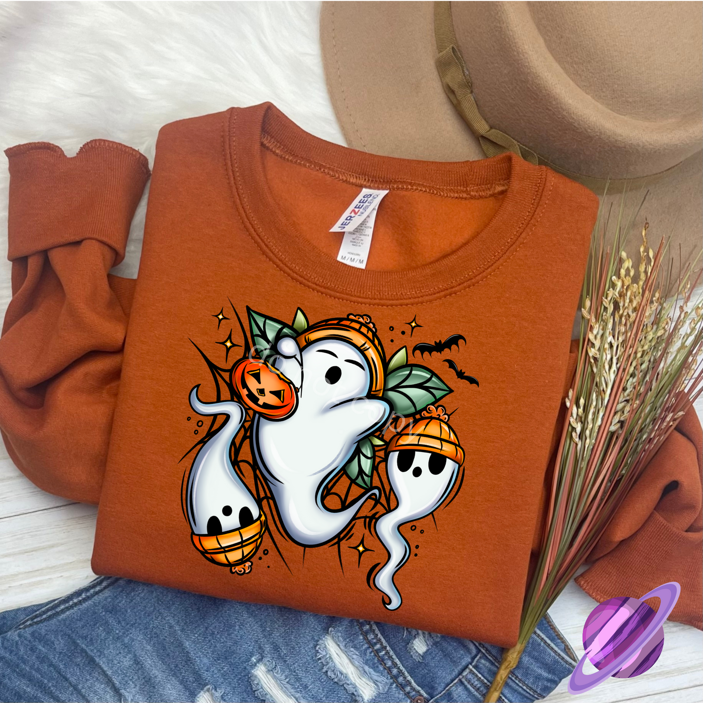 PUMPKIN GHOST- CREW NECK SWEATSHIRT